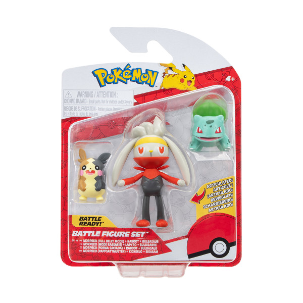 Набір ігрових фігурок Pokemon W18 - Морпеко, Бульбазавр, Рабут Набір ігрових фігурок Pokemon W18 - Морпеко, Бульбазавр, Рабут
