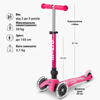 Самокат MICRO складний серії Mini Deluxe Foldable LED – Рожевий Самокат MICRO складний серії Mini Deluxe Foldable LED – Рожевий