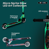 Самокат Micro серии Sprite Glow LED Art Collection – Космос