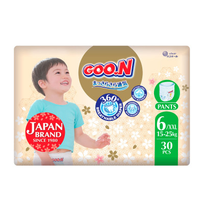 Трусики-підгузки Goo.N Premium Soft для дітей (розмір 6(2XL), 15-25 кг, 30 шт)
