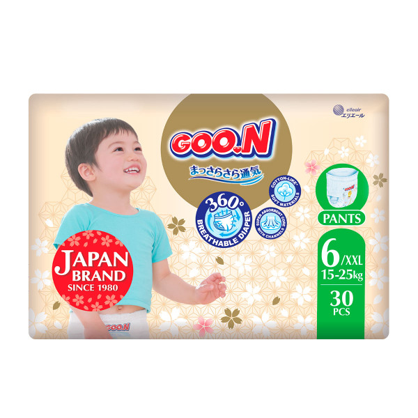 Трусики-підгузки Goo.N Premium Soft для дітей (розмір 6(2XL), 15-25 кг, 30 шт) Трусики-підгузки Goo.N Premium Soft для дітей (розмір 6(2XL), 15-25 кг, 30 шт)
