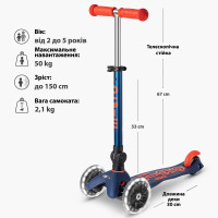 Самокат MICRO складний серії Mini Deluxe Foldable LED – Синій