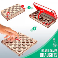 Конструктор Mr.Playwood Шашки механічні дерев'яні 10902 Конструктор Mr.Playwood Шашки механічні дерев'яні 10902