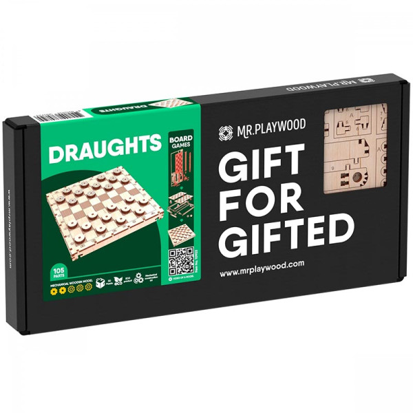 Конструктор Mr.Playwood Шашки механічні дерев'яні 10902 Конструктор Mr.Playwood Шашки механічні дерев'яні 10902