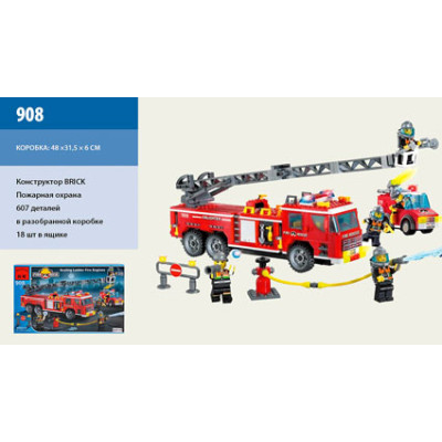 Конструктор "Brick" 908 "Пожежна охорона" 607 деталей 908