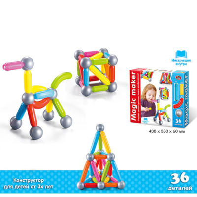 Конструктор магнітний 36 елементів 2443