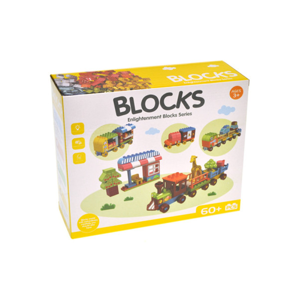 Конструктор Blocks з великими деталями Веселий поїзд 60 Елементів Y555-4 Конструктор Blocks з великими деталями Веселий поїзд 60 Елементів Y555-4