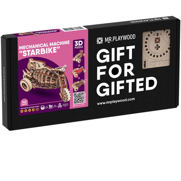 Конструктор Mr.Playwood Механічна машина "Старбайк" дерев'яна 10104
