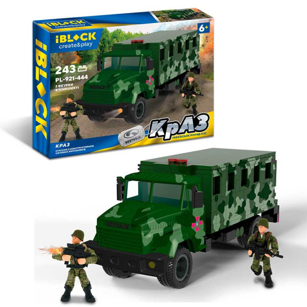 Конструктор IBLOCK арт. PL-921-444 (12шт) Армія КрАЗ 243дет 2 фігурки у PL-921-444
