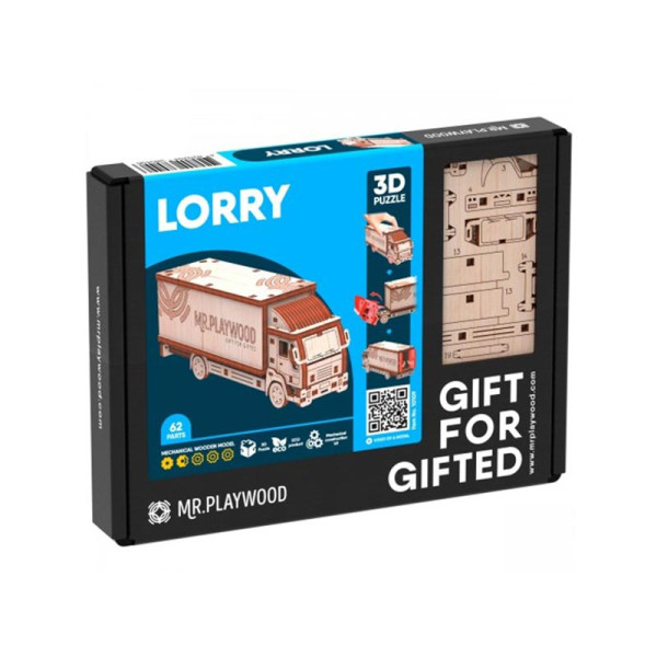 Конструктор Mr.Playwood Скринька Вантажівка механічна деревяна 10109