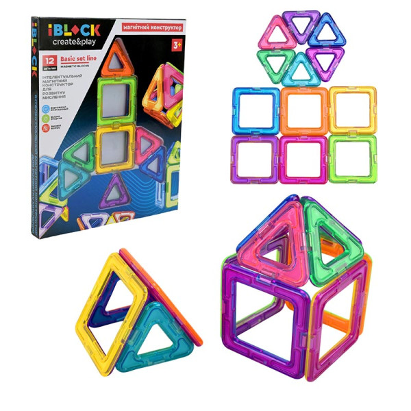 Конструктор магнітний 12 деталей PL-925-04 Конструктор магнітний 12 деталей PL-925-04