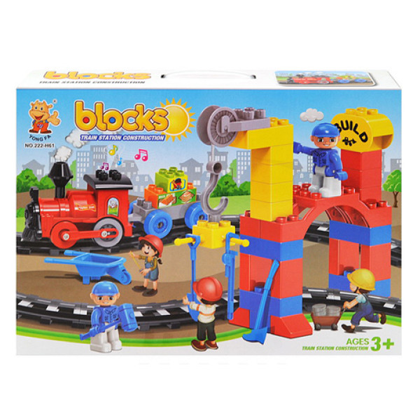 Конструктор із великими деталями "Залізниця" (на батарейках) 53 елементи 222-H61