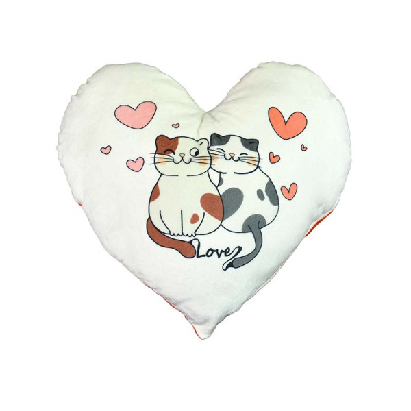 Подушка плюшева Серце "Закохані котики" розмір 44*40 см червона 60759