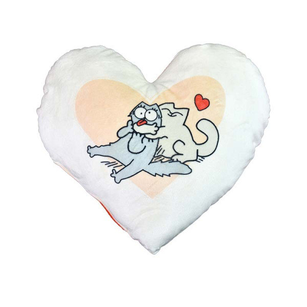 Подушка плюшева Серце "Котячи обійми" розмір 44*40 см червона 60758 Подушка плюшева Серце "Котячи обійми" розмір 44*40 см червона 60758