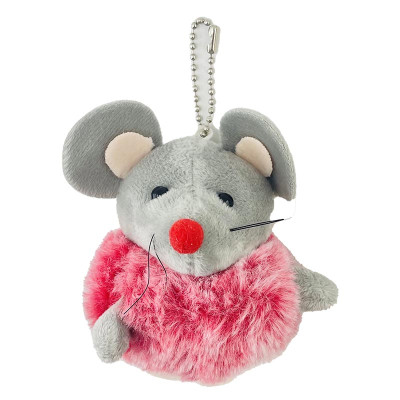Мяка миша-брелок розмір 10 см X191_Gray-Pink