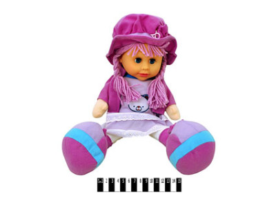Дитяча лялька м'яка у фіолетовому капелюшку 260818