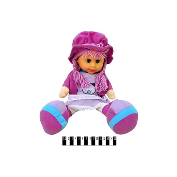 Дитяча лялька м'яка у фіолетовому капелюшку 260818