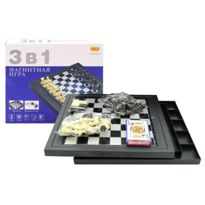Настільна гра CHEN LE 3в1 шахи та шашки з картами 8188,14