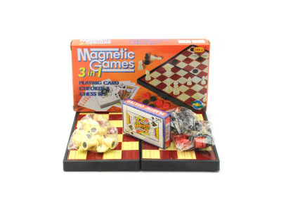 Гра магнітна "Шашки-шахмати-карти" 3 в1 9888
