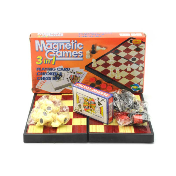 Гра магнітна "Шашки-шахмати-карти" 3 в1 9888