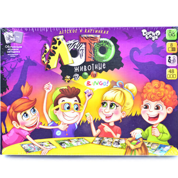 Настільна гра "Лото дитяче тварини" російською мовою LTD-Asrt-01Skz-01Anm-01