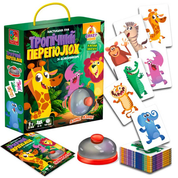Гра настільна Vladi Toys Тропічний переполох із дзвінком VT8010-13 Гра настільна Vladi Toys Тропічний переполох із дзвінком VT8010-13