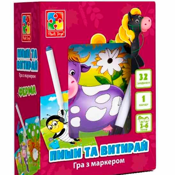Гра настільна Vladi Toys "Пиши та витирай. Ферма" розвиваюча VT5010-19 Гра настільна Vladi Toys "Пиши та витирай. Ферма" розвиваюча VT5010-19