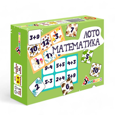 Настільна гра Умняшка "Лото математика" розвиваюча 2149