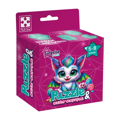 Пазли Vladi Toys "Кольоровий дракончик"із сквіш-сюрпризом VT8030-05