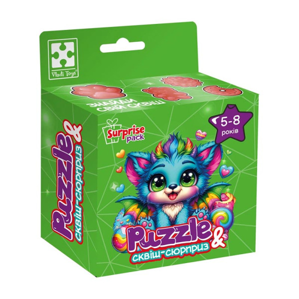Пазли Vladi Toys "Бірюзовий дракончик" із сквіш-сюрпризом VT8030-04