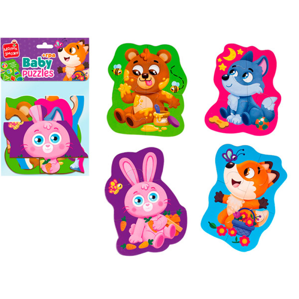 Пазли максі Vladi Toys Малюк Зможе «Лісові звірі» з грою картонні VT1722-22
