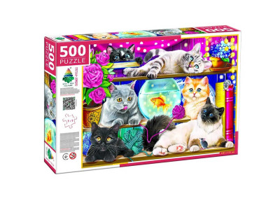 Пазли 500 " Котики на полиці " Ен.4849