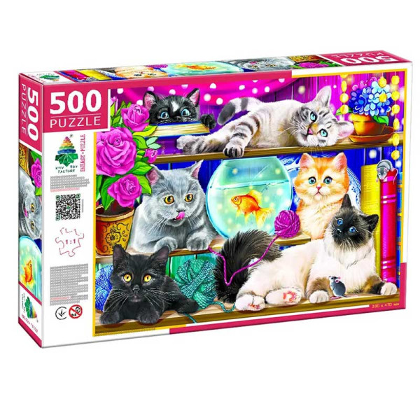 Пазли 500 " Котики на полиці " Ен.4849