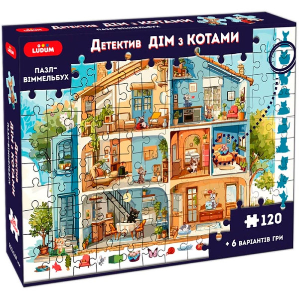 Пазл-віммельбух Ludum Дім з котами 120 елементів 6 варіантів гри ME5032-33