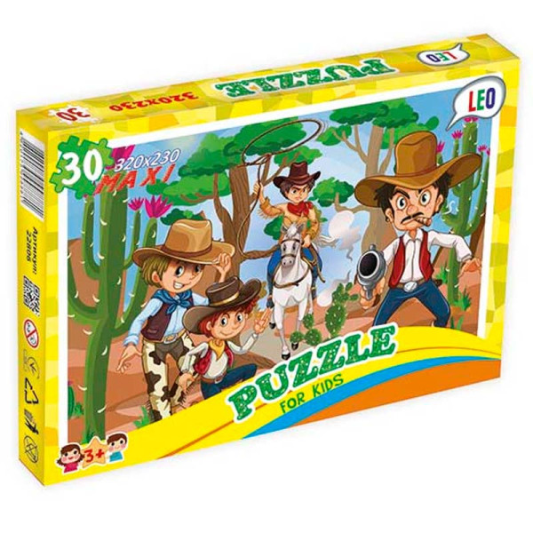 Пазли 22806 30 ел. (12 шт.) Лео "Ковбої" в кор-ці 28-195-38см 22806