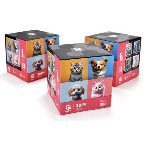 Пазли qbee "Пара собак та кошенят" 300 елементів QB500-007