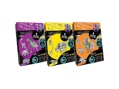 Розфарбовування пазли-антистрес 3D "Тварини" 3 види АР4-01-09101112 Розфарбовування пазли-антистрес 3D "Тварини" 3 види АР4-01-09101112