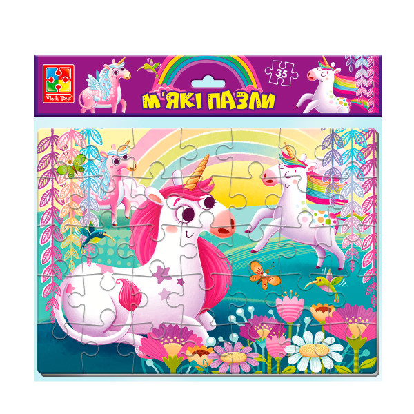 М'які пазли Vladi Toys А4 "Єдинороги" 35 елементів фомові VT1102-34 М'які пазли Vladi Toys А4 "Єдинороги" 35 елементів фомові VT1102-34