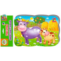 Пазли на магніті Vladi Toys А5 "Корова і теля" розвиваючі VT3205-74