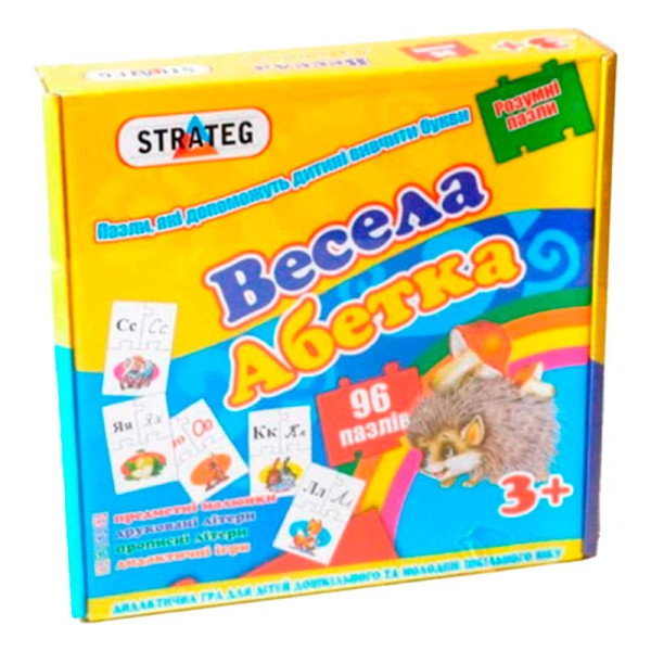 Пазли 525 (укр.) Стратег "Весела абетка (укр.алфавіт)" в кор-ці 25-25-5см 525