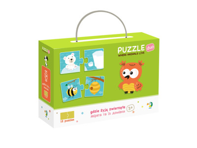 Пазл DoDo Тваринки та їхні домівки 12 пазлів по 2 елементи 300117