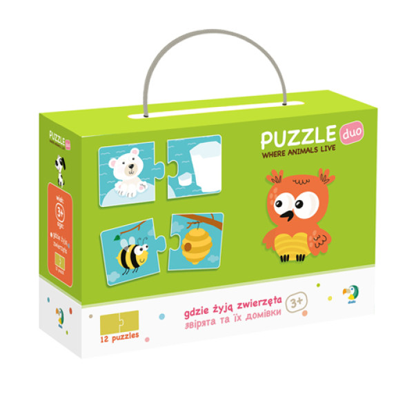 Пазл DoDo Тваринки та їхні домівки 12 пазлів по 2 елементи 300117