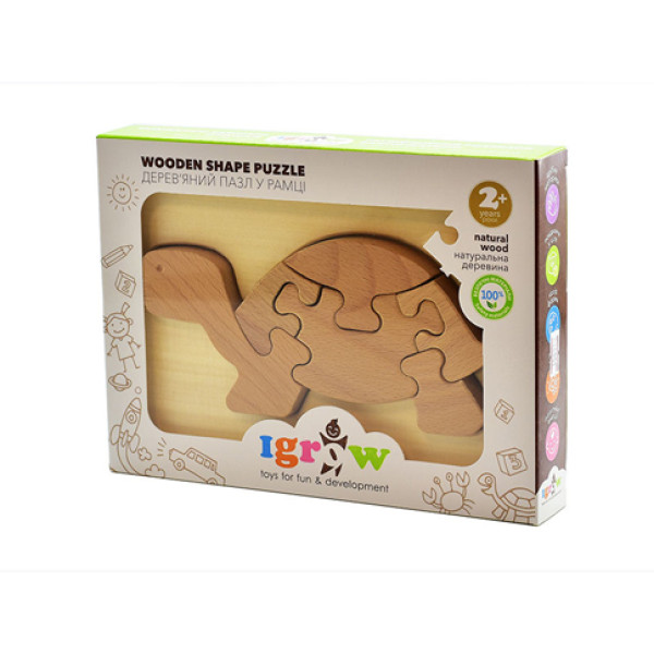 Деревяний пазл - конструктор у рамці "Черепашка"