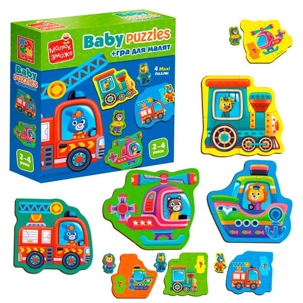 Пазли картонні з грою Транспорт. Тварини Vladi Toys VT1722-28