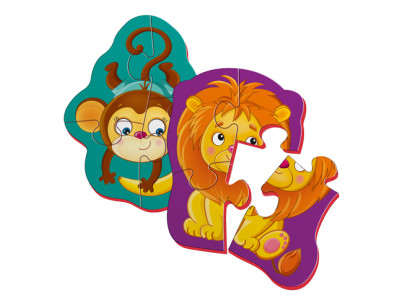 Бебі пазли Vladi Toys "Левеня і мавпочка" магнітні VT3208-11