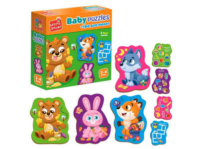 Пазли Vladi Toys Лісові звірі картонні з грою VT1722-26