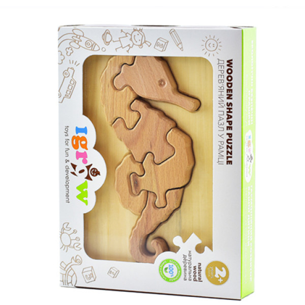 Деревяний пазл - конструктор у рамці "Морський коник" 2000100000441