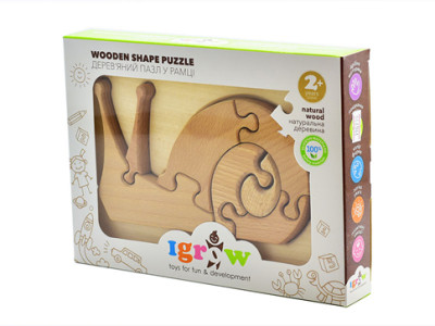 Деревяний пазл - конструктор у рамці "Равлик"