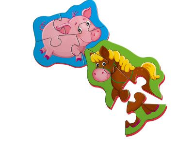 Бебі пазли Vladi Toys "Конячка і порося" магнітні VT3208-09