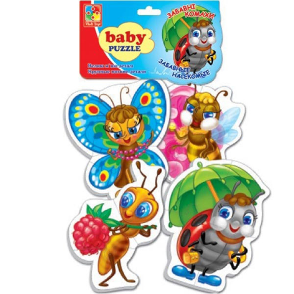 Бейбі пазли Vladi Toys 4 в 1 "Кумедні комахи" VT1106-82